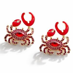 Red Crab Crystal Stud Earrings - Women Jewelry